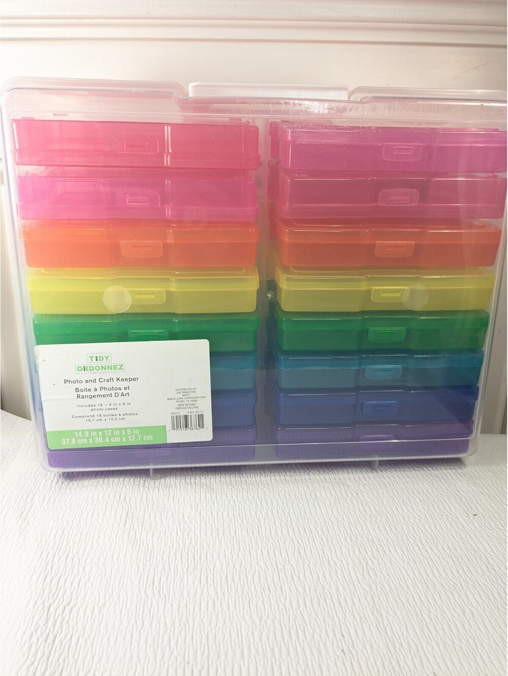 Photo & Craft Keeper 16 Cases 4x6” Photo Storage Box rainbow Inner Organization